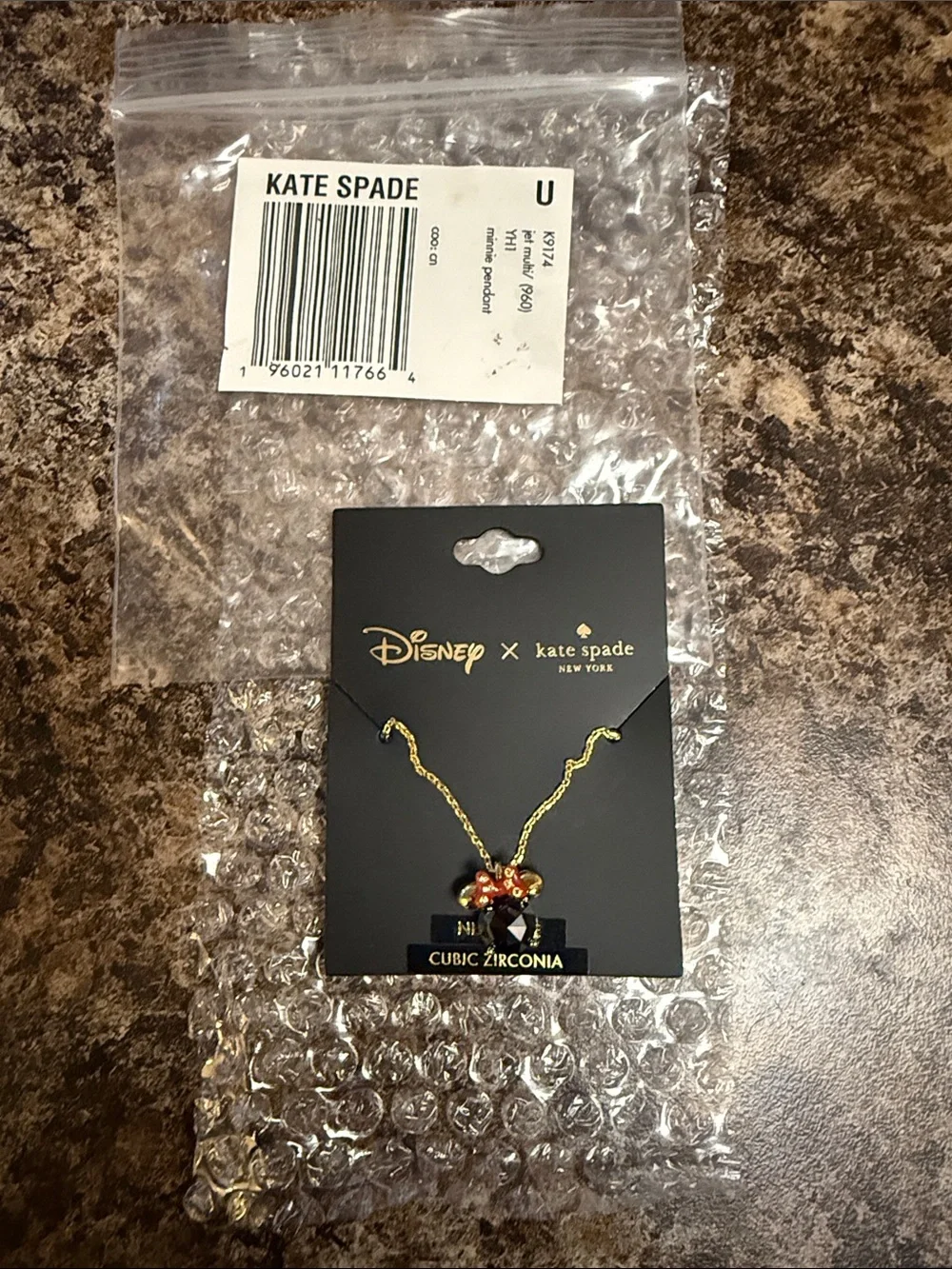kate spade Disney Kids Gold Necklace with Red Bow